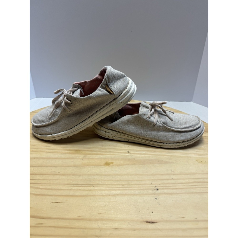 Hey Dude Wendy Chambray White Nut Women's‎ Slip On Loafer Shoes Size 8